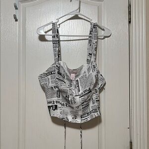 PINK vs Black and White Newsprint Top
